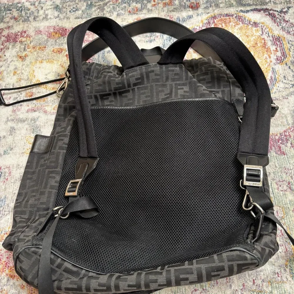 Fendi Nylon Zucca Drawstring Backpack